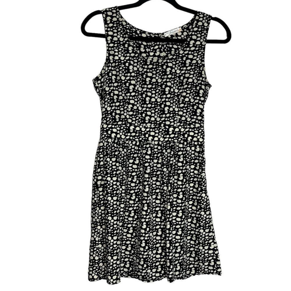 Freebird Black & Cream Print Open Back Sleeveless Dress, size S